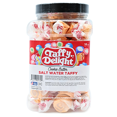 Taffy Delight Cookie Butter Salt Water Taffy 16oz Jar 